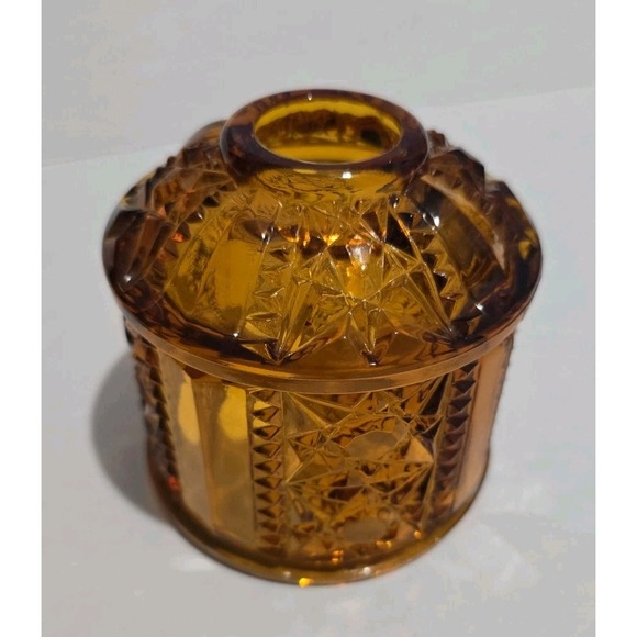 Amber & Vanilla Other - Vintage Indiana Amber Glass TOP ONLY Fairy Lamp Stars & Bars 1970's